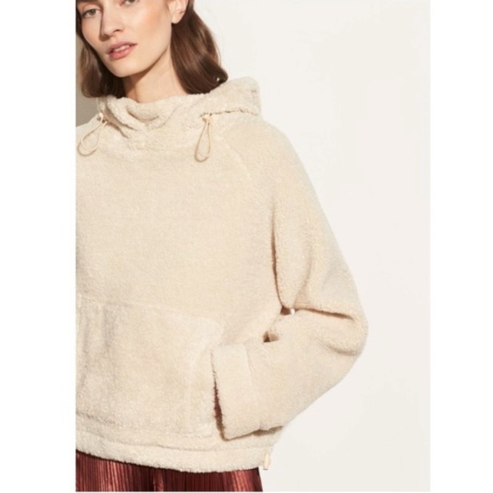 Vince Aritzia Revolve Cozy Pullover Hoodie Faux Sherpa Teddy Cropped Sweater S